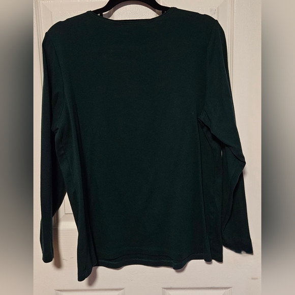 NEW Karen Scott Green Top with Holiday Trees - Picture 3 of 3